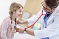 Little girl in clinic having a checkup with pediatrician Royalty Free Stock Photo