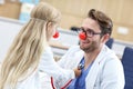 Little girl in clinic having a checkup with pediatrician Royalty Free Stock Photo