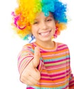 Little girl in clown wig Royalty Free Stock Photo