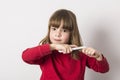 Little girl combing Royalty Free Stock Photo