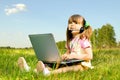 Little girl with computer Royalty Free Stock Photo