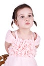 Little girl conceal her toy Royalty Free Stock Photo