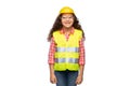 little girl in construction helmet and safety vest Royalty Free Stock Photo