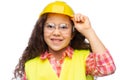 little girl in construction helmet and safety vest Royalty Free Stock Photo