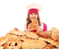 Little girl cook eat bread