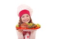Little girl cook with roasted turkey drumstick Royalty Free Stock Photo