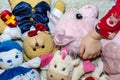 Little girl cosset her favorite unicorn toy on the floor while playing in her room Royalty Free Stock Photo