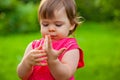 Little girl counting her fingers