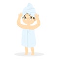 Little Girl Covered in Towel Vector Illustration