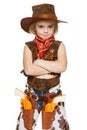 Little girl cowboy standing with folded hands Royalty Free Stock Photo