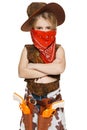 Little girl cowboy standing with folded hands