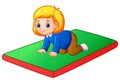 Little girl crawling on the mat Royalty Free Stock Photo