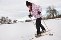 Little girl cross-country skiing Royalty Free Stock Photo