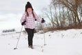 Little girl cross-country skiing Royalty Free Stock Photo