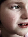 Little Girl Crying with Tears Royalty Free Stock Photo