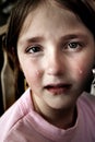 Little Girl Crying with Tears Royalty Free Stock Photo