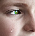 Little Girl Crying with Tears Royalty Free Stock Photo