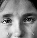 Little Girl Crying with Tears Royalty Free Stock Photo