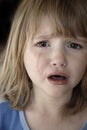 Little Girl Crying Tears Running Down Cheeks Royalty Free Stock Photo