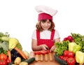 Little girl cut tomatoes Royalty Free Stock Photo