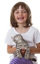Little girl with a cute kitten Royalty Free Stock Photo