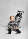 Little girl and Dalmatian dog Royalty Free Stock Photo