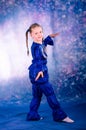 Little girl dancing in the blue costume Royalty Free Stock Photo