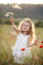 A little girl with a dandelion on a summer meadow Royalty Free Stock Photo