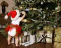 Little girl decorating a Christmas tree toys, holiday, gift, dec