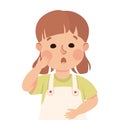 Little Girl Demonstrating Facial Expression and Emotion Gasping Vector Illustration