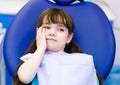 Little girl at the dentist complains of toothache.