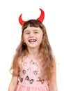 Little Girl with Devil Horns Royalty Free Stock Photo