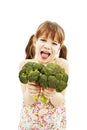 Little Girl Disgusted with Broccoli Royalty Free Stock Photo
