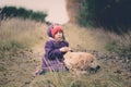 Little girl with a dog Royalty Free Stock Photo