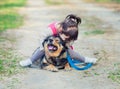 Little girl with dog