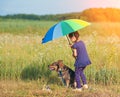 Little girl with dog Royalty Free Stock Photo
