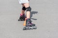 Little girl doing rollerblade