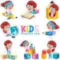 Little Girl Doing Various Educational Activities