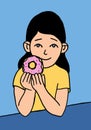 Little girl with donut Royalty Free Stock Photo