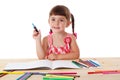 Little girl draw with crayons Royalty Free Stock Photo