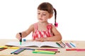 Little girl draw with crayons Royalty Free Stock Photo