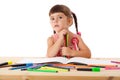 Little girl draw with crayons Royalty Free Stock Photo