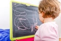 Little girl drawing on blackboard Royalty Free Stock Photo