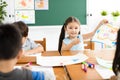 little girl drawing in the classroom Royalty Free Stock Photo