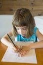 Little girl drawing a straight