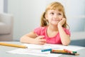 Little girl draws Royalty Free Stock Photo