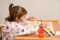 The little girl draws water color paints Royalty Free Stock Photo