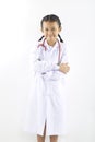 little girl dream in a medical suit