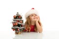 Little girl dreaming of a white christmas Royalty Free Stock Photo