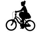 Little girl in a dress riding bicycle silhouette